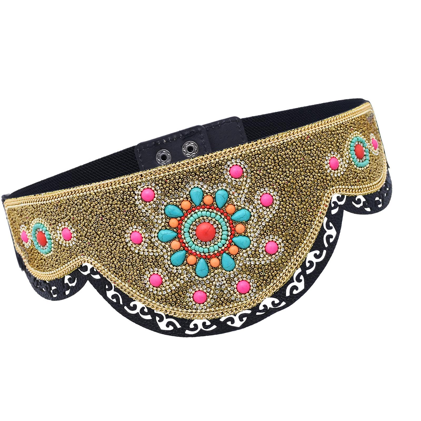 

Bohemian Multicolored Beaded Belt Handwoven Adjustable Waistband For Women Ethnic Style Festival Accessory B