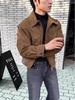 Korean Men’s Suede Bomber Jacket - Autumn/Winter, Loose Fit, Lapel, Zipper, American & Hong Kong Style