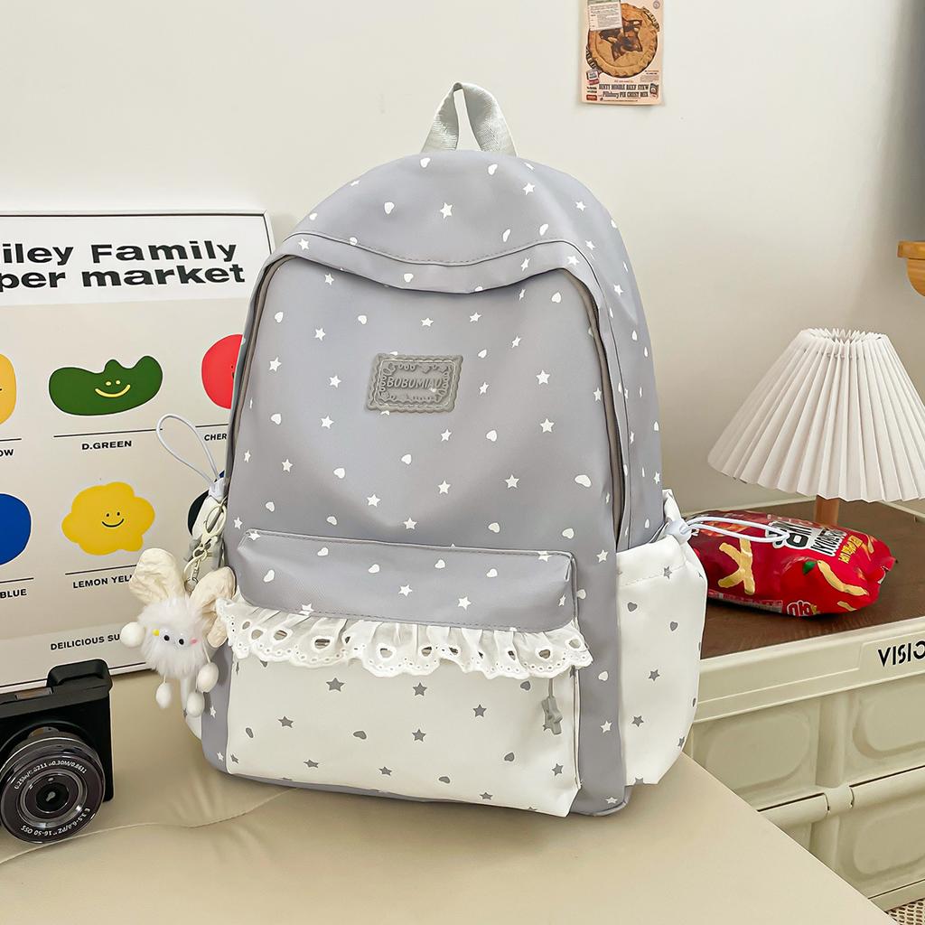 Schoolbag New Girl Lace Backpack Women's New Spring and Summer Student Schoolbag Large Capacity Cute High Value Backpack