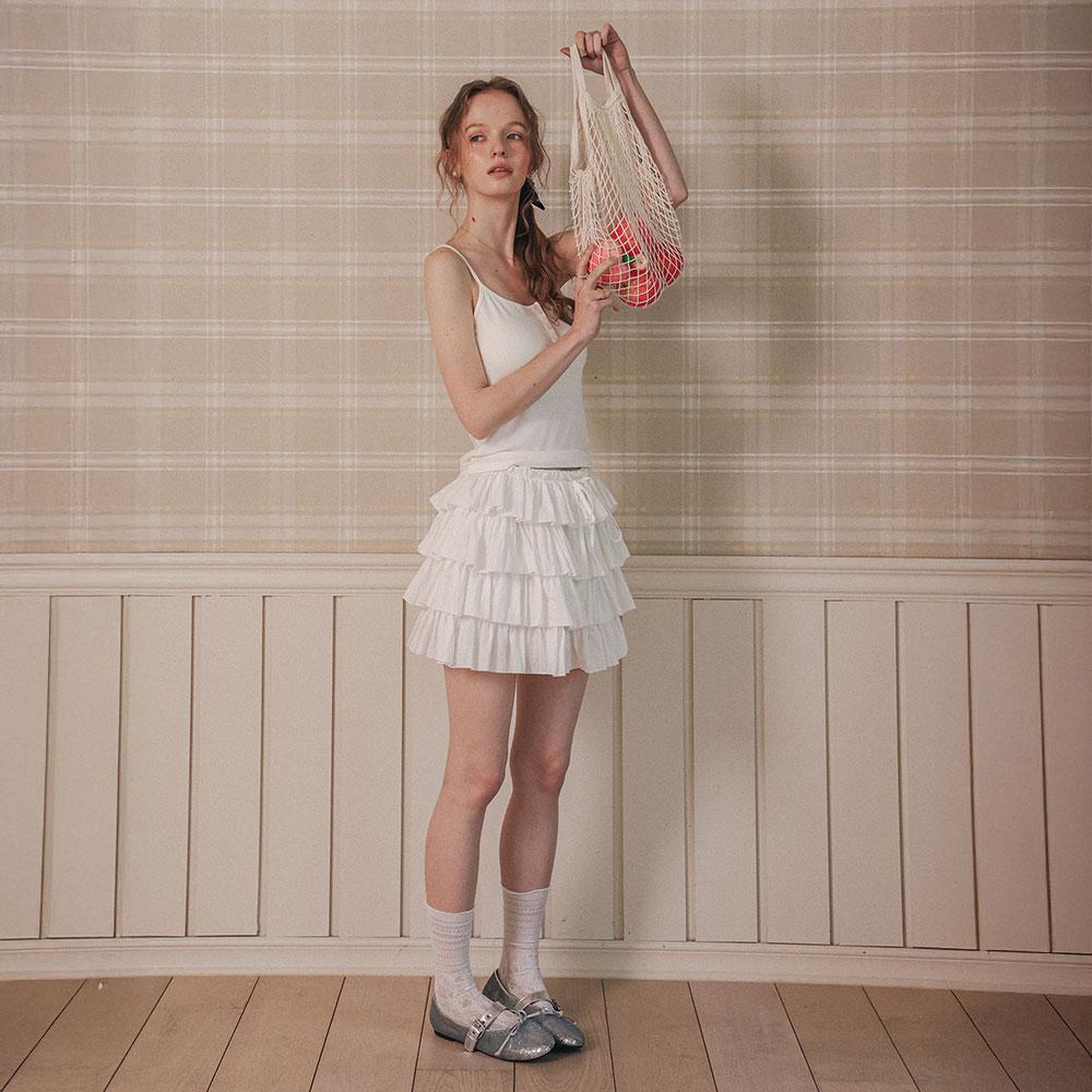Ceme Adu Cest_Layered Ruffle Mini Skirt_White