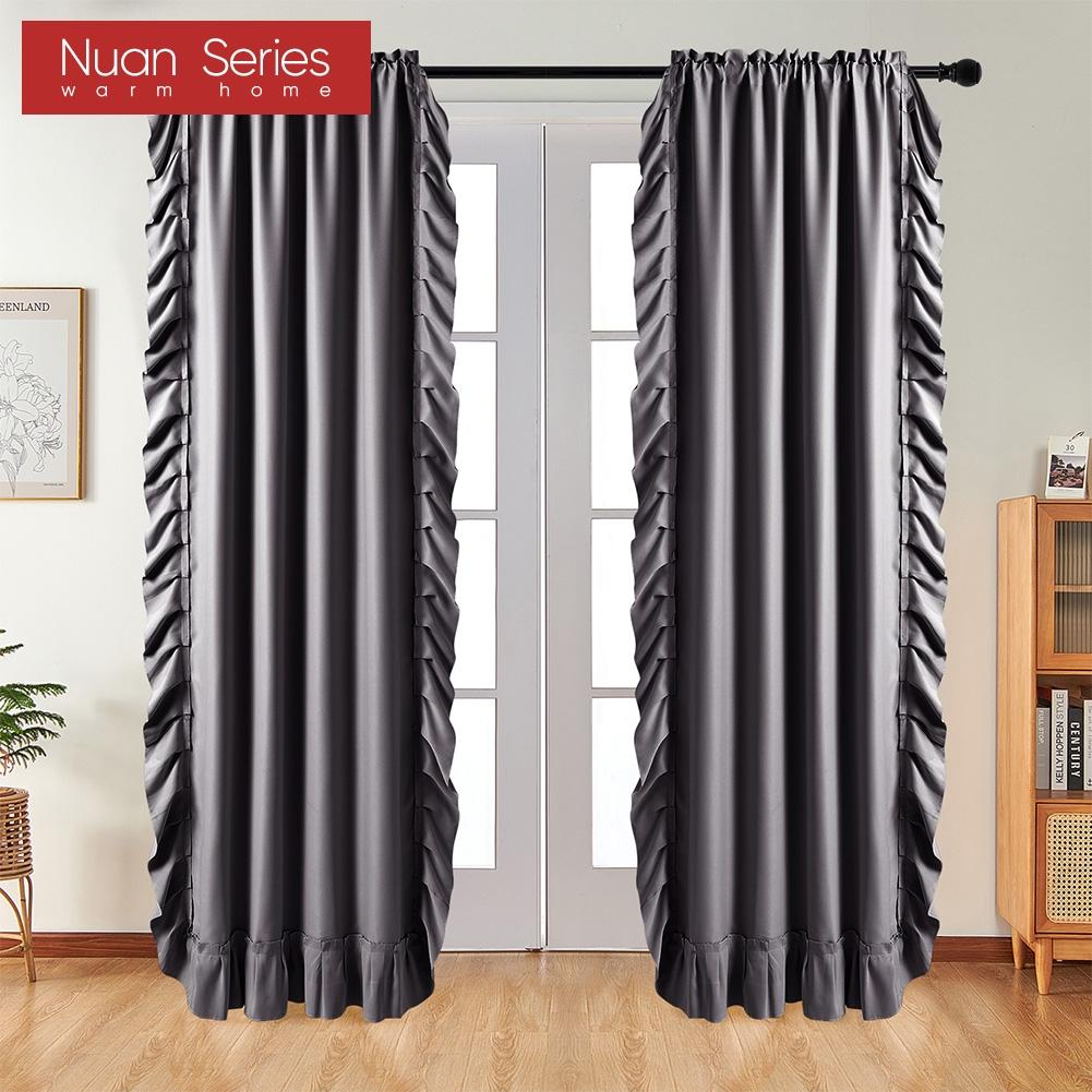 1 Stück, Nuan-Serie, 70–80 % Verdunkelung, einfarbige Verdunkelungsvorhänge mit gerüschtem Rand für die Heimdekoration im Wohnzimmer, Schlafzimmer