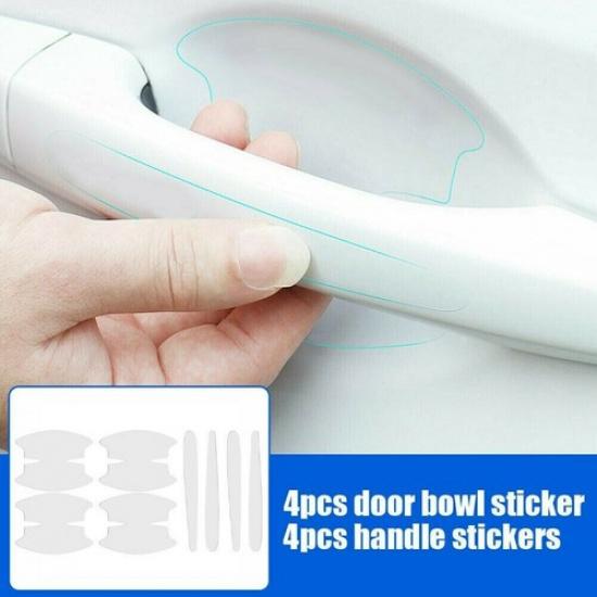 8Pcs Car Door Bowl Handle Anti-scratch Clear Protection Film Sticker Decoration