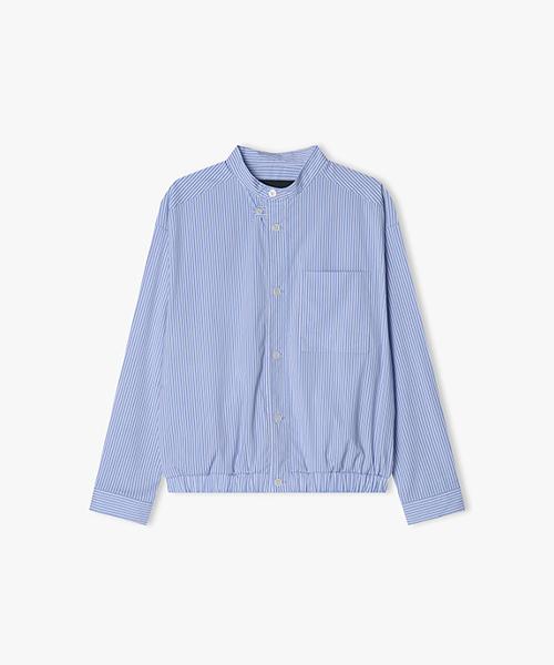 River Classy [25Ss] Lls32512 Blue Striped Banded Shacket 100