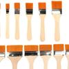 12PCS Flat Paint Brush Nylon Bristle Wooden Handle Aluminum Alloy Chip Paint Brush for BBQ Yellow 12PCS