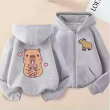 Funny Kids Capybara Zip Up Hoodie Children's Hoodie Zipper Children Capibara Sweatshirt Manga Clothes Kid Girl Boy Top Hoody