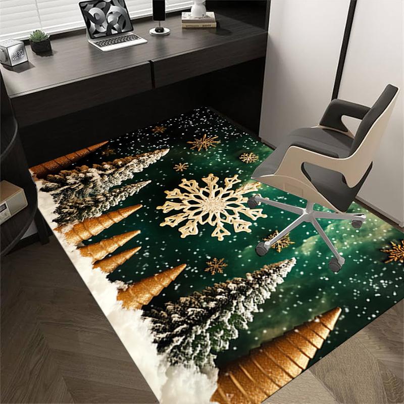 Schneeflockenbaum Kristall Samt Bürostuhlmatte Teppich - Rutschfest, Bodenschutzmatte, Büroschreibtischstuhlmatten, Weihnachtsgeschenk-1106104