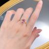 Zhuozhifan S925 Gold-Plated Sterling Silver Ring with High Carbon Diamond & Oval Morganite