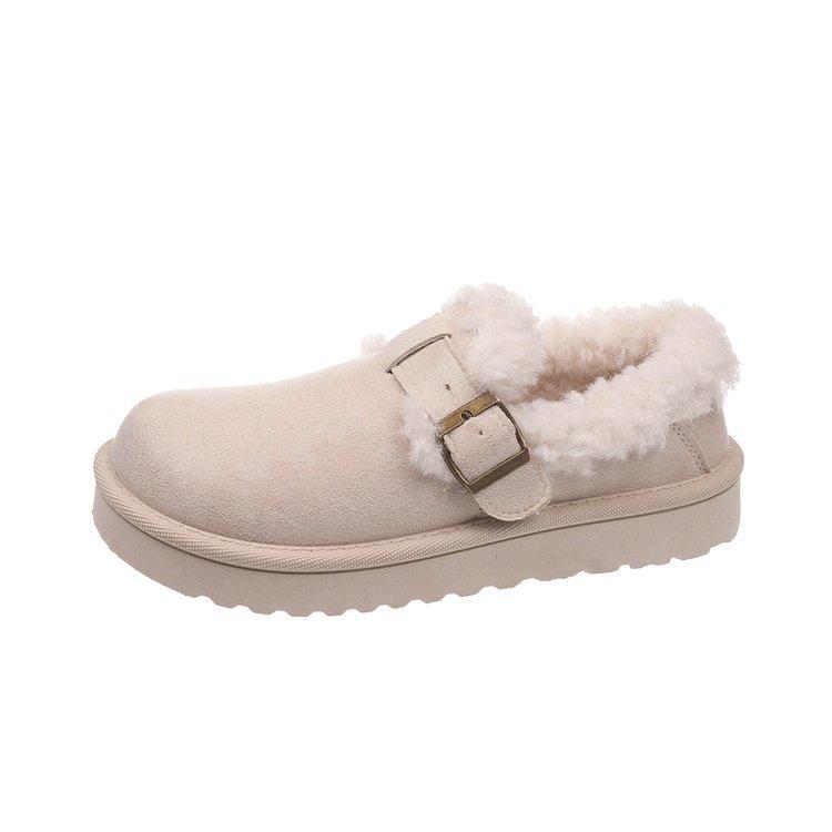 Mao Mao One-pedal Casual Snow Boots New Thick-soled Suede Cotton Shoes Round Head Muffin Bottom Suede