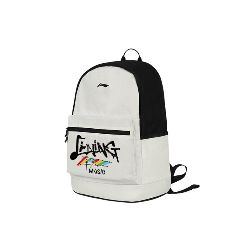 Li Ning Polyester Backpack Regular Unisex Black White ABSQ564-53