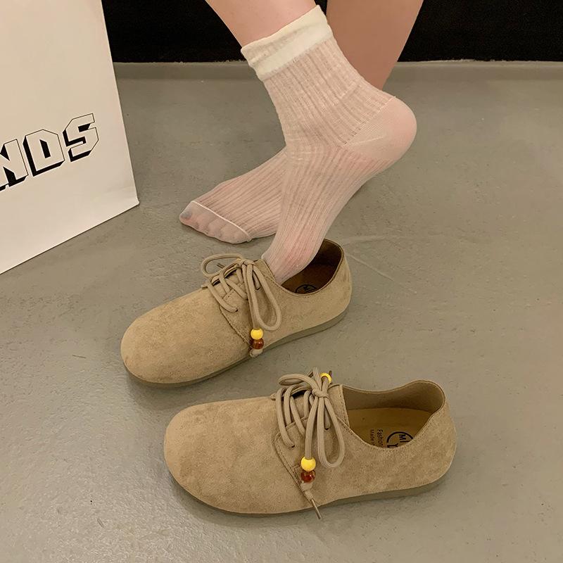 

Spring and autumn new retro round head versatile inner height increase strap outer wear Doudou shoes 40 абрикосовый