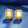 Autumn And Winter Jewelry High Carbon Diamond Ice Flower Cut Copper Inlaid Square Diamond Niche Stud Earrings Main Stone 7 * 9