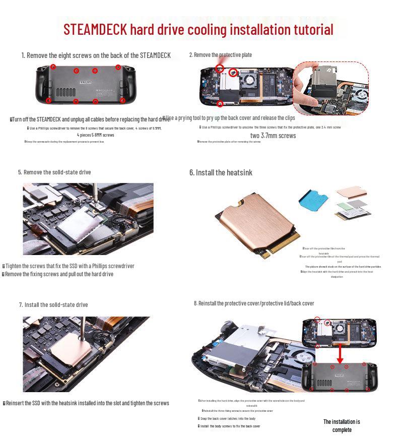 Wireless Network Card & Steam Deck Cooler with M.2 2230 SSD Copper Heatsink