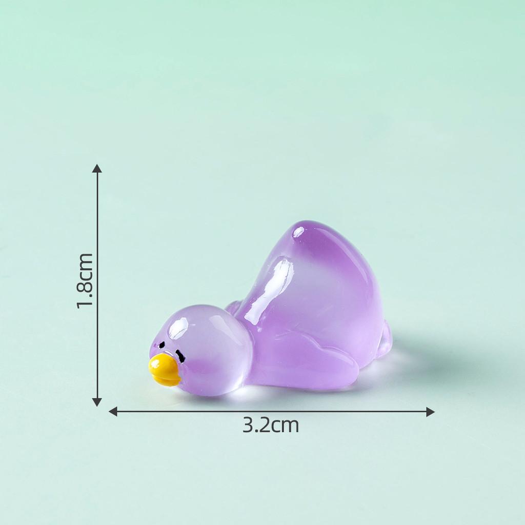10Pcs Cartoon Mini Luminous Duck Animal Miniatures Resin Ornaments Micro Landscape Diy Fairy Garden Decoration