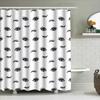 Modern Bath Shower Curtain With Blue Eyes Pattern Waterproof Fabric 180X240Cm White Background