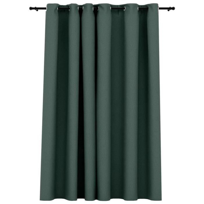 VidaXL Rideau occultant Aspect de lin avec œillets Vert 290x245 cm
