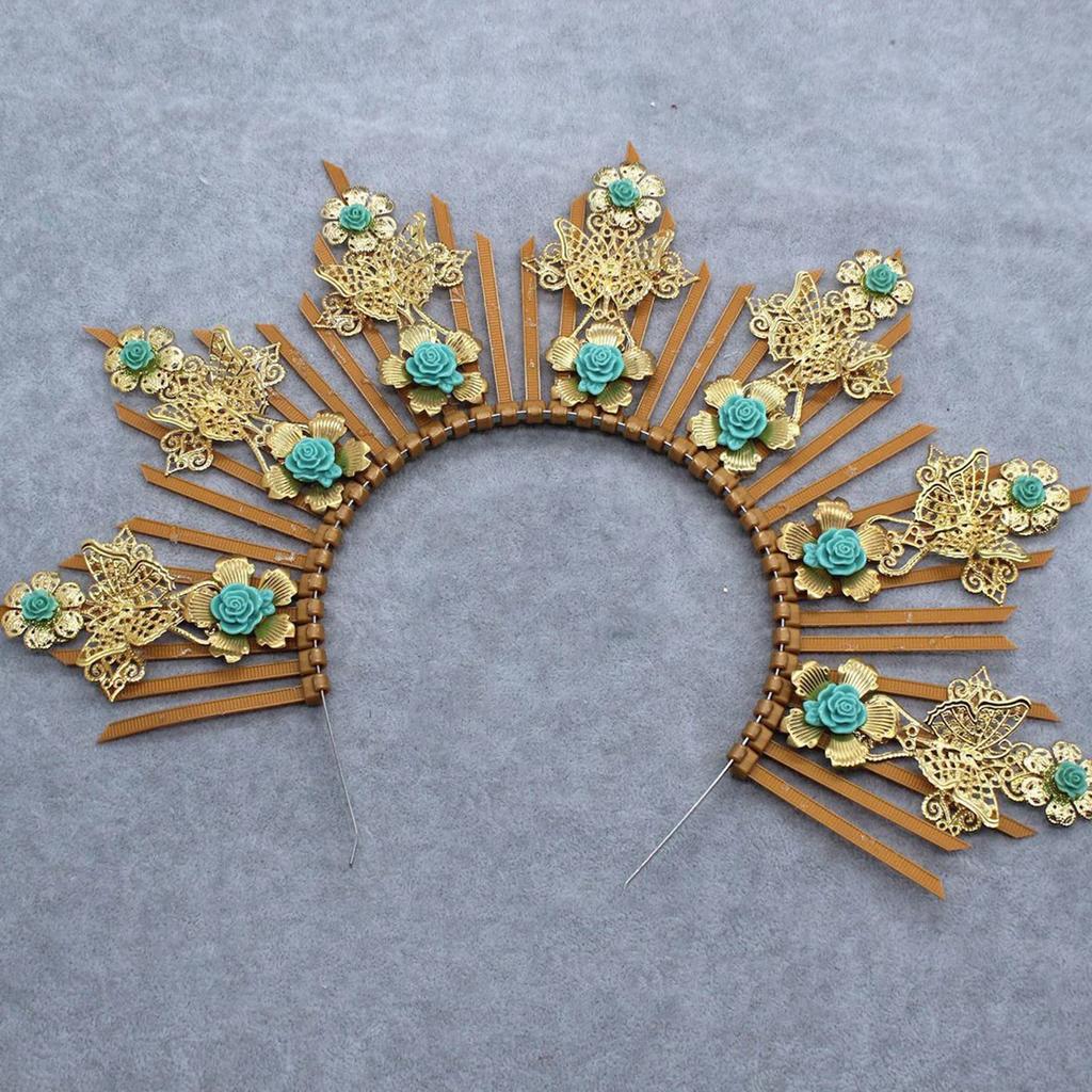 Lolita Gothic Flower Halo Crown Headpiece Women Sun Goddess Baroque Angel Butterfly Cross Crown Headband Finished Product