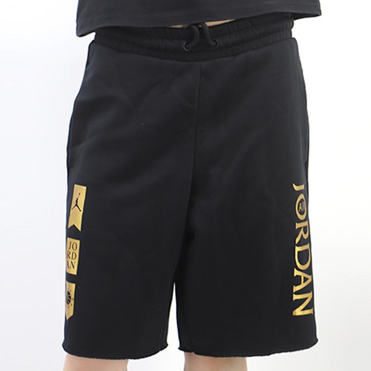 Jordan Fleece-Gold Print Cotton Sports Shorts Men Bottoms Black AV0693-010