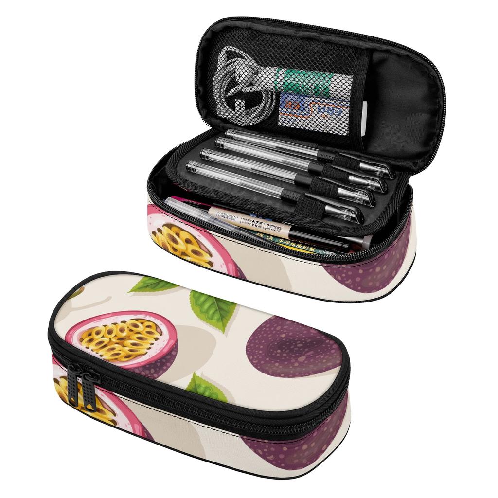 Stationery Pencil Case 300D Polyester High Capacity Zipper Closure with Main Compartment Mesh Pocket and Pen Slots for Students