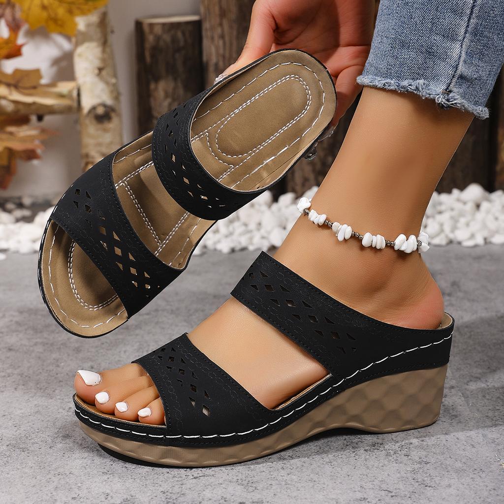 Fashion Women Slippers Comfortable Thick-soled Open-toe Slippers New Casual Wedge Sandals Lightweight Women Shoes Retro Slides Women
