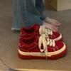Vintage Red Canvas Low-top Women Sneakers Casual Letter Embroidery Skateboard Shoes Students Flat Plate Shoes 2024 Fashion Tenis