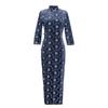 Long cheongsam 1011 spring new fashionable and elegant 8-point sleeve double-layer plain velvet embroidered improved cheongsam