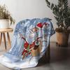 Tu Festive Santa Claus and Dog Throw Blanket Cozy Reversible Christmas Holiday Home Decor Gift Novelty Ultra Soft Warm Fleece