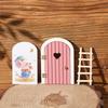 1 Set Exquisite Character Stickers Cute Pretend Play Wooden Arch Openable Door Toys Gift Montessori Wooden Fairy Door Kit