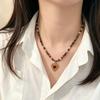 Bohemian Titanium Steel Clavicle Necklace - Maillard-Style Retro Design for Women, Light Luxury Autumn/Winter Accessory