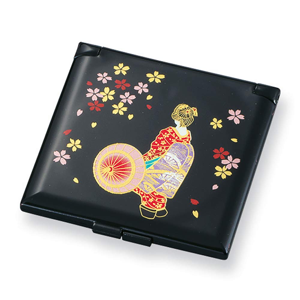 Mitani Yamanaka Lacquerware Maiko Square Compact Mirror, Black, 7cm, Design, Mirror, M16974-4