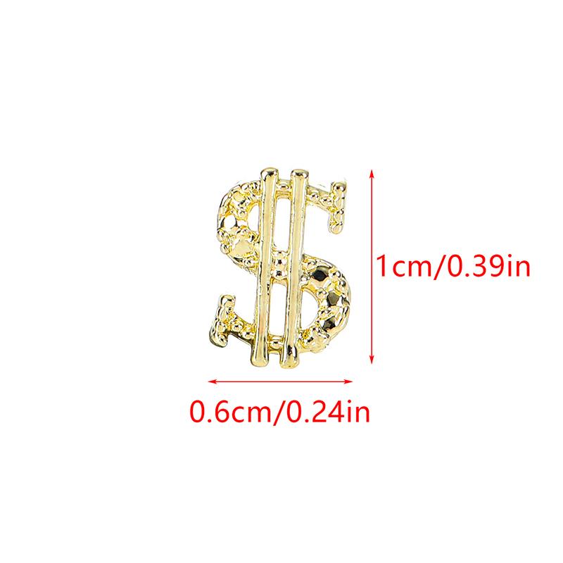 10Pcs Dollar Sign Nail Art Charms 3D Alloy Shiny Usa Money Sign Nail Decoration Luxury Manicure Diy Accessories