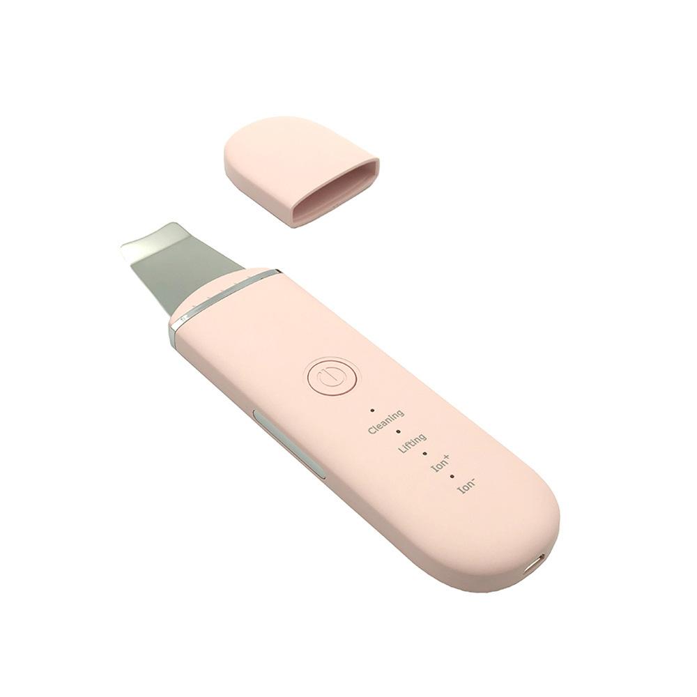 Ultrasonic Vibration Skin Scrubber EMS Stainless Steel Head Peeling Machine Blackhead Remover Skin Spatula USB cable розовый