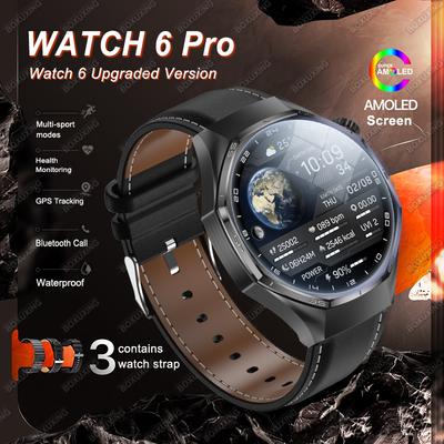 New Watch 6 Pro Smart Watch AMOLED Screen GPS Tracker HD Bluetooth Call Waterproof Sports Health Monitoring Smartwatch Men