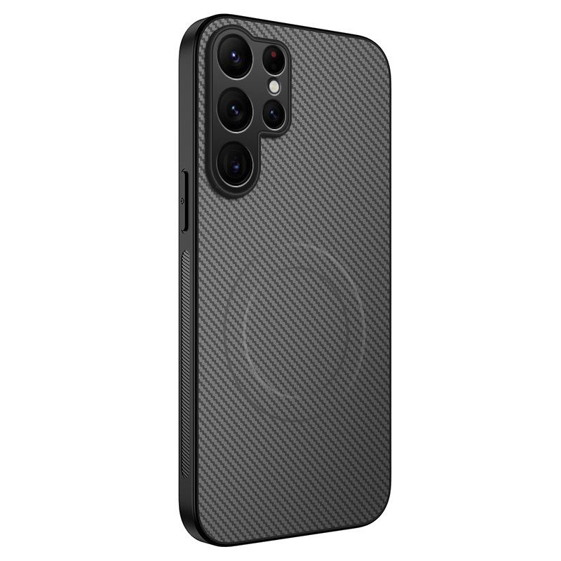 Applicable to Samsung S26Ultra carbon fiber pattern magnetic mobile phone case S25Ultra matte S24Ultra protective case