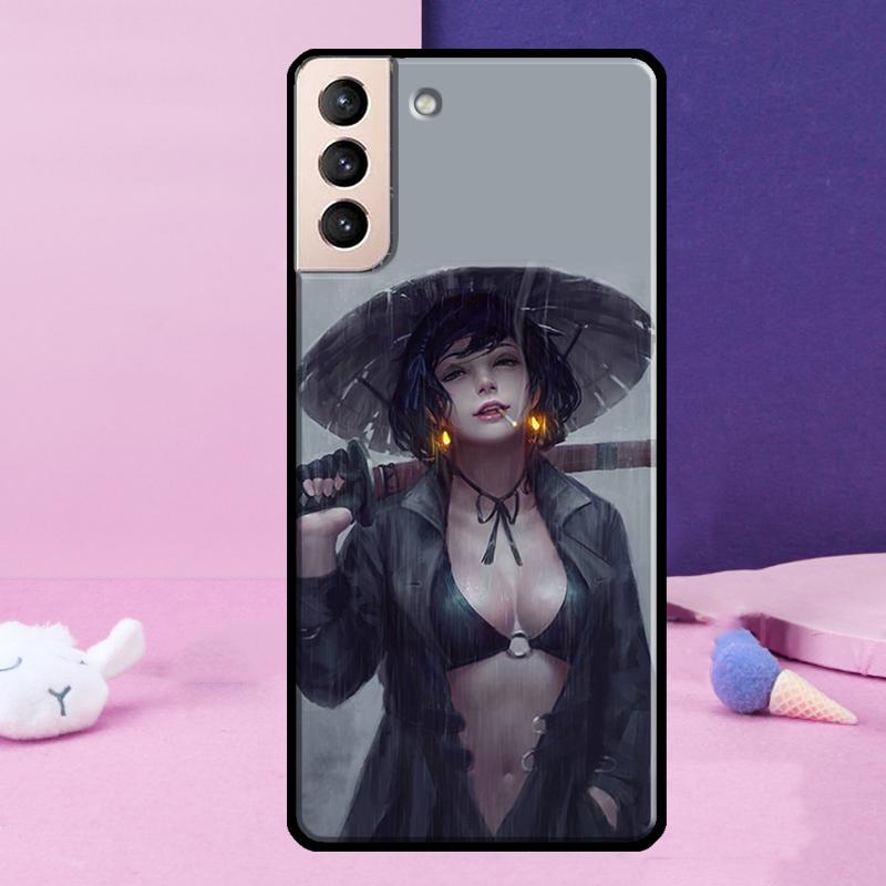 Anime Mädchen Samurai Handyhülle Für Samsung Galaxy S25 Ultra S24 S23 Ultra S9 S10 S20 S21 S22 Plus S24 FE Cover