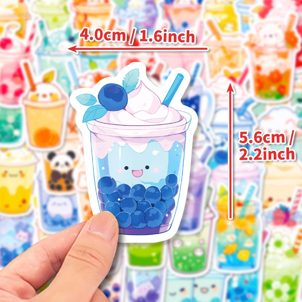 50 Bubble Tea Stickers Flavored Drinks Cute Animals Bubble Tea Cartoons Cute Graffiti Stickers