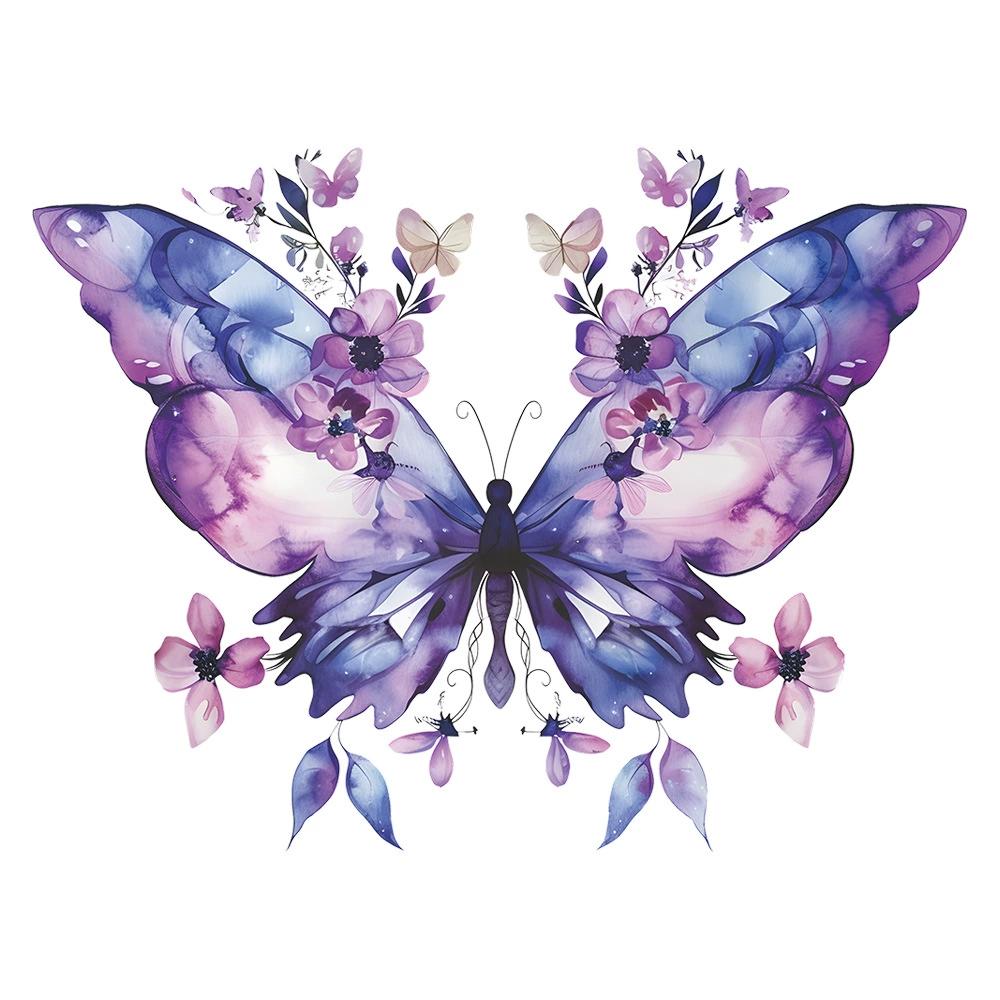 1PCS Fantasy Purple Butterfly Flowers Bedroom Living Room Wall Beautify Decorative Wall Sticker PVC Material Wall Decoration