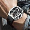 Swiss True Tourbillon Men's Mechanical Fashion Watch with Rubber Strap and Hollow Square Design