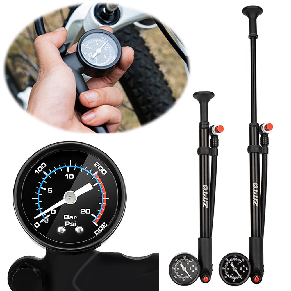 300PSI Bicycle Air Pump with Gauge MTB Bike Shock Pump High Pressure Bike Tire Air Pump for Mountain Bike Front/Rear Suspension