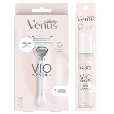 Venus Gillette Venus VIO Hair Skin Razor 1 Replacement Moisturizing Essence 50mL Set [Bulk Purchase] & Women's (with Blade) +