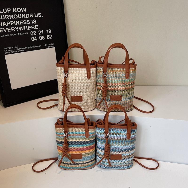 Literary style straw bag summer fashion messenger bag shoulder bag handbag woven mobile phone bag seaside beach bag women