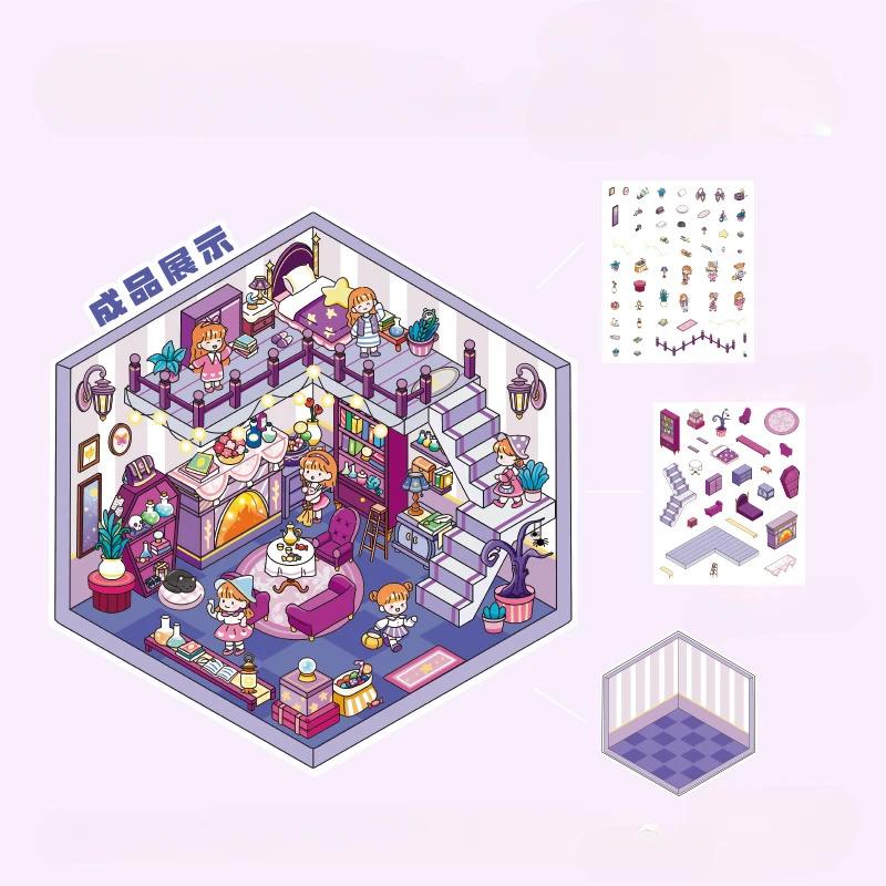 3D Landscaping Sticker Cross-border DIY Girl Heart Hand Account Collage Cute Cartoon Miniature Hand Account Sticker