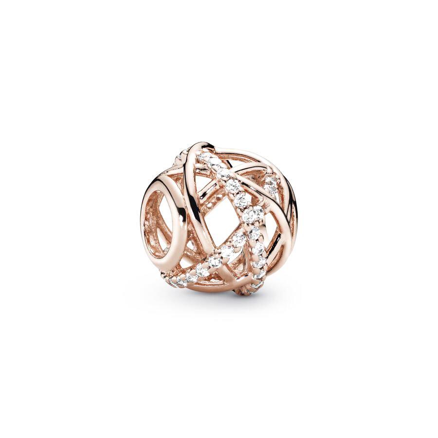 Brillante Europeo Bricolaje Serie Oro Rosa Chapado Flor BOO Colgante Clip Pata Corazón Cuenta Ajuste Pulsera Plata Joyería Regalos