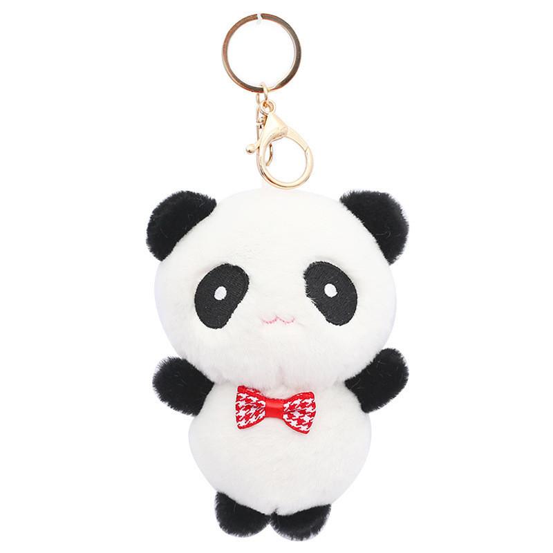Adorable Plush Panda Keychain Toy Soft Snow Mink Stuffed Animal Key Ring Trendy Bag Charm