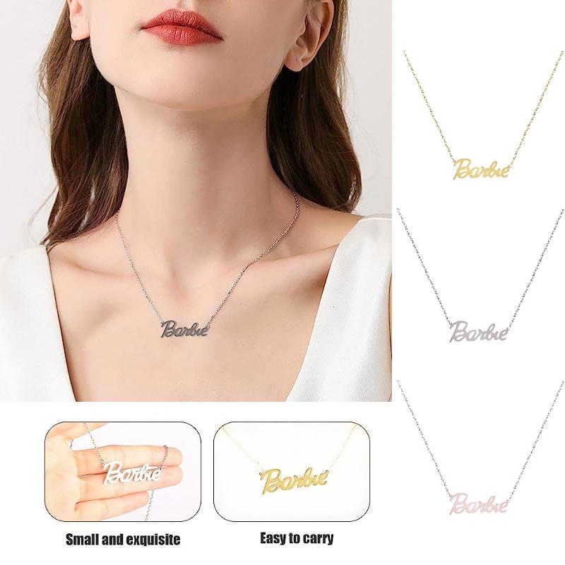 Colar de Letras Barbie da Moda Corrente Hip Hop para Clavícula Para um Visual Personalizado