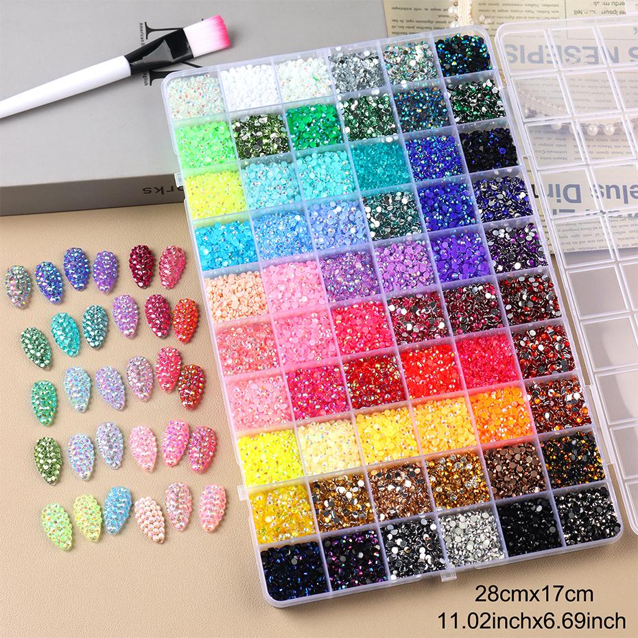 Xiaomi 60 Grids Flatback Nail Art Rhinestones Set AB Crystal Nail Gems Sparkling Beads Nail Art Decorations Jewelry Accessories