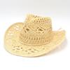 Hot-selling Hollowed-out Panama Straw Hat Women's Retro Straw Woven Western Cowboy Hat Men's Summer Sunscreen Beach Hat
