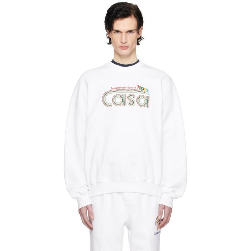 Casablanca Print Crew Neck Sweatshirt Couples Regular Fit Casual Top