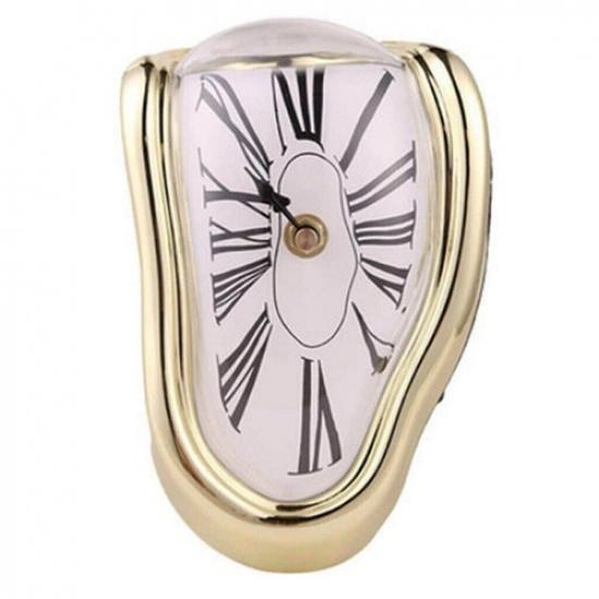 Style Surreal Melting Distorted Wall Clock Surrealist Salvador Dali Style Silver