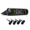 Solar Power USB TPMS Car Tire Pressure Monitoring System LCD 4 External / Internal Sensors for SUV  Sedan Temperature Warning