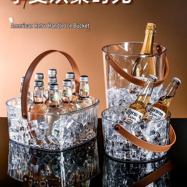 Transparent Modern Ice Bucket for Beer, Champagne, and Fruits - Handheld for Indoor and Outdoor Use